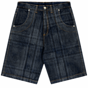 Bermuda Jeans Laser Xadrez - Azul