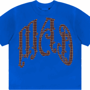 Camiseta Bordado Xadrez - Azul/Vermelho